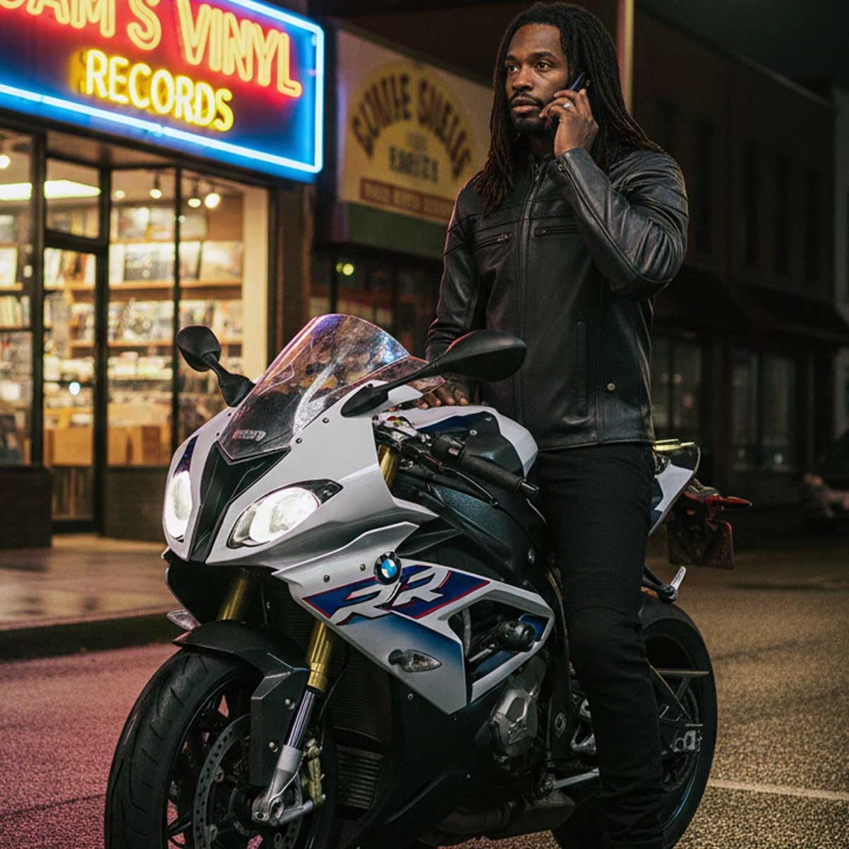 Milwaukee Leather Men's Black Leather Sporty Crossover Scooter Motorcycle Jacket w/Reflective Piping - LKM1725 - Large