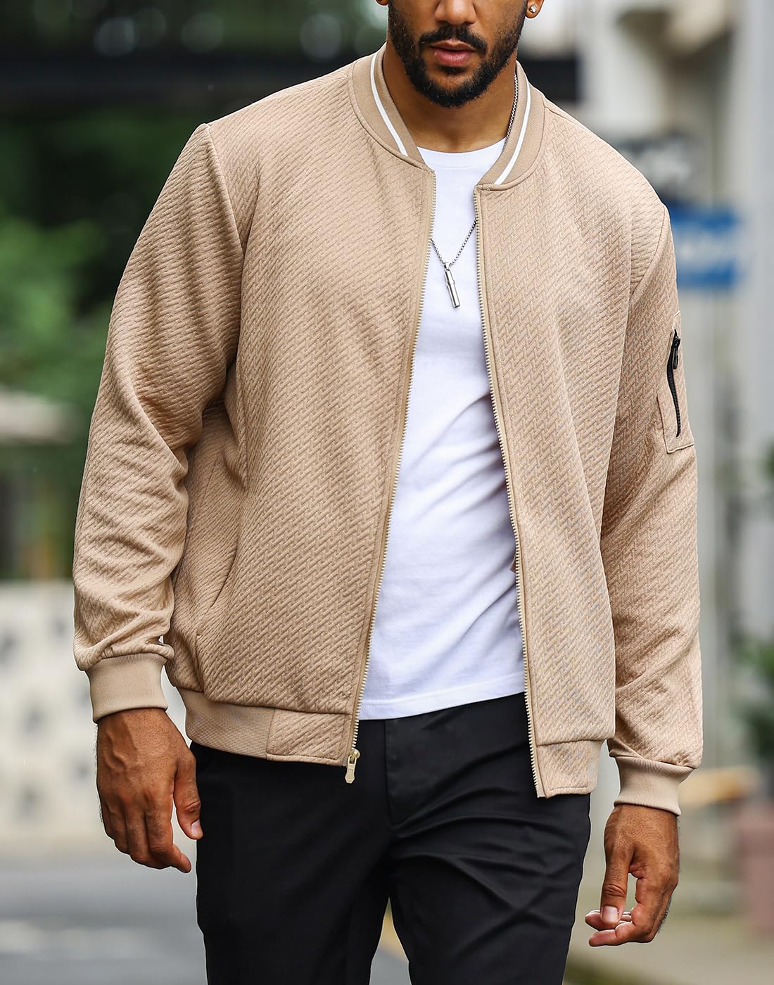 SAVKOOV Mens Loose Fit Lightweight Jacket Casual Stylish bomber Jacket
