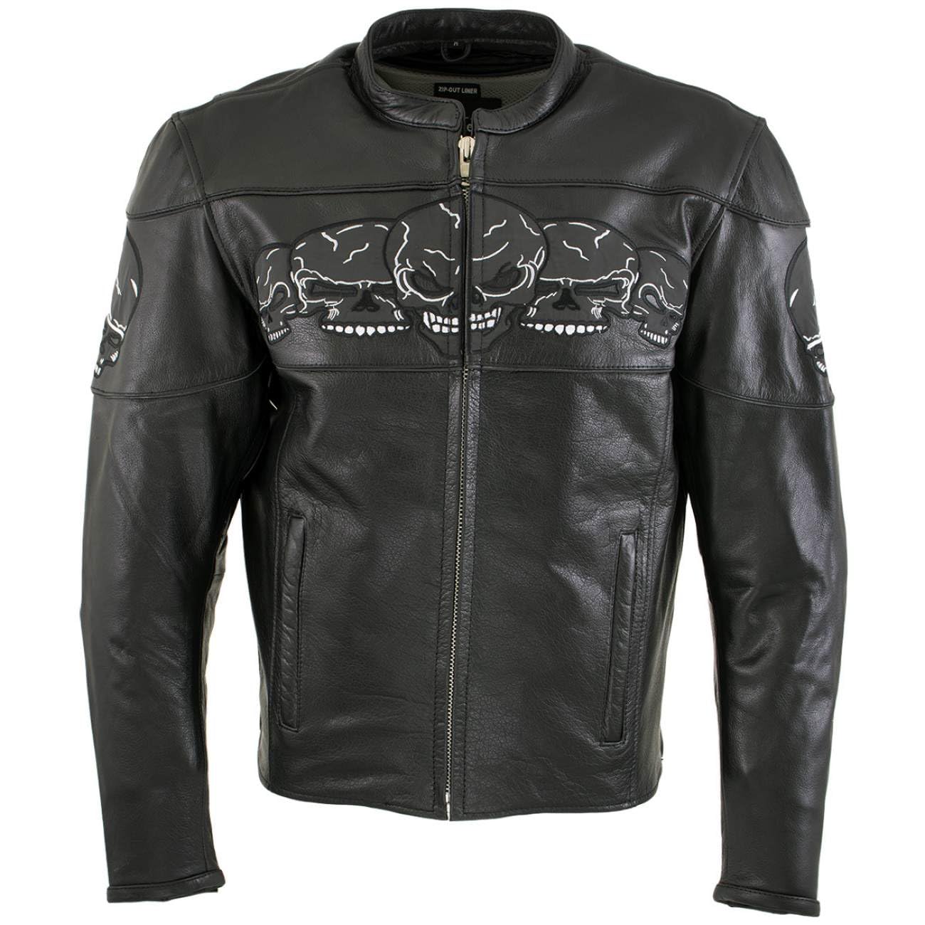 Milwaukee Leather Men's Racer Style Premium Leather Motorcycle Jackets - Medium