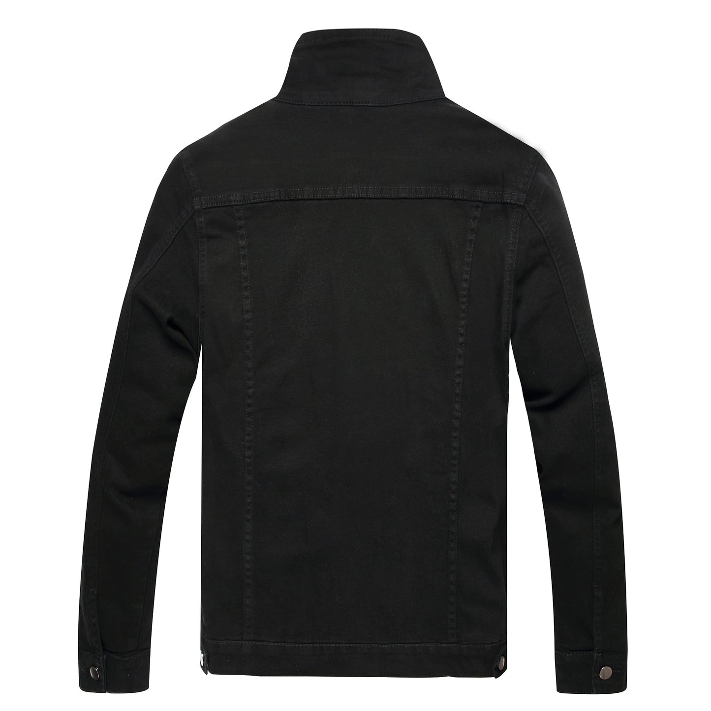 BULUWIE Men's Denim Jacket Distressed Ripped Slim Fit Stretch Trucker Classic Fashion Casual Coat, 2018 Black, L