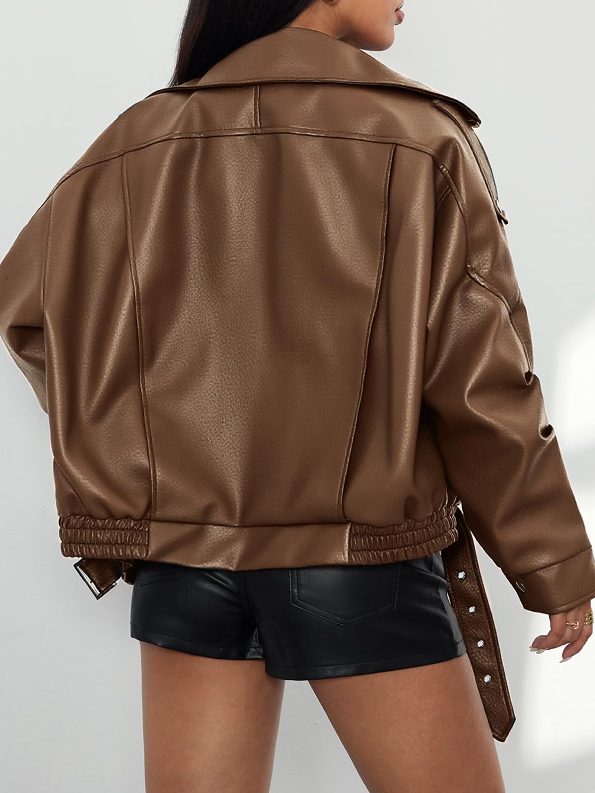 Gudasuo Womens Leather Jackets Oversized Faux Motorcycle Plus Size Moto Biker Coat Fall Outfits Fashion Clothes 2025