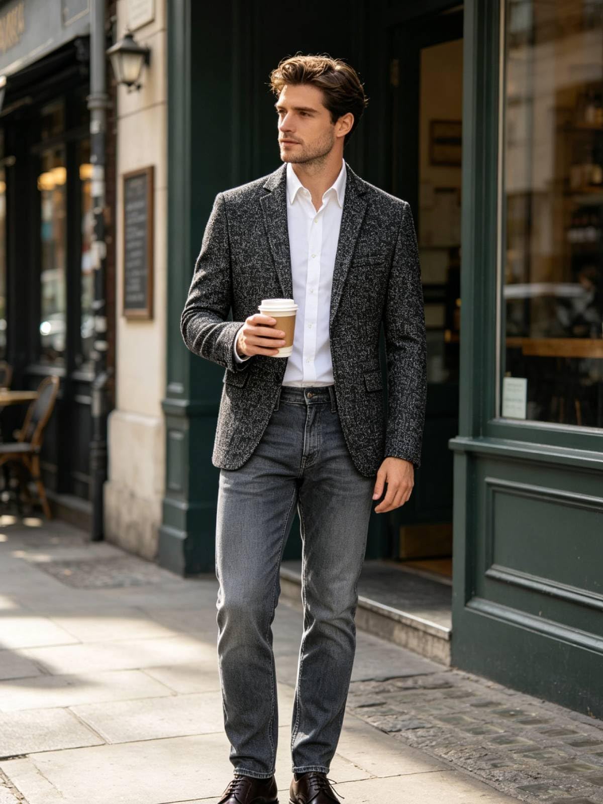 Men's Blazer Lightweight Suit Jacket Slim Sport Coat 2 Button Casual Busniess Travel Jakcets Black