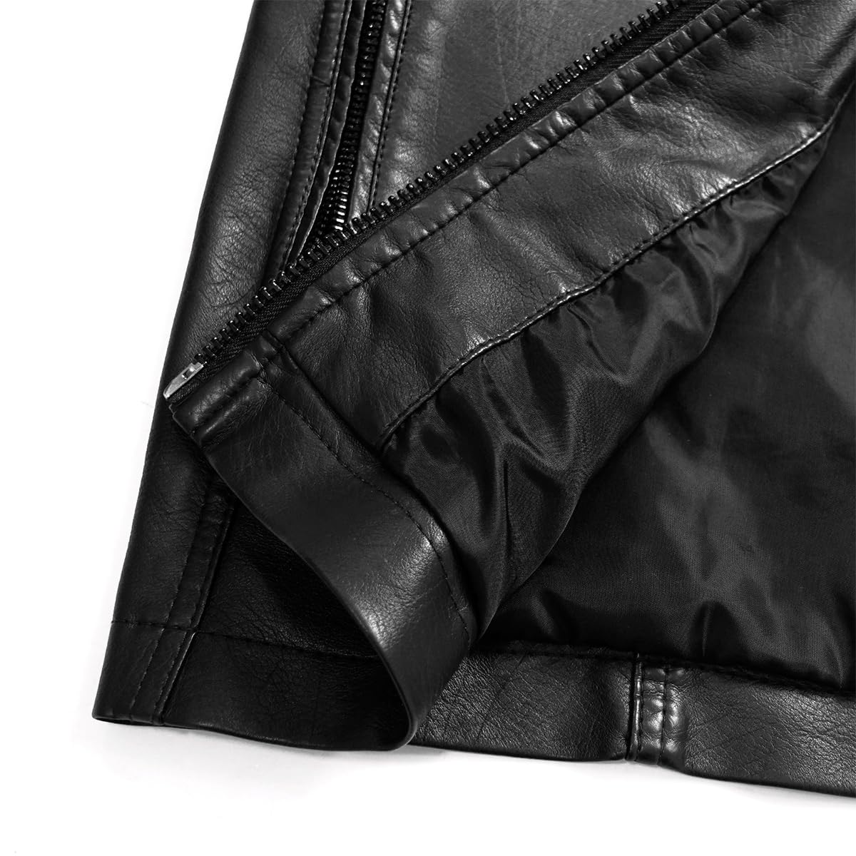 YXYSZZ Men's Motorcycle Jacket Faux Leather Zipper Coat Cycling Windproof(L,Z2906bk)