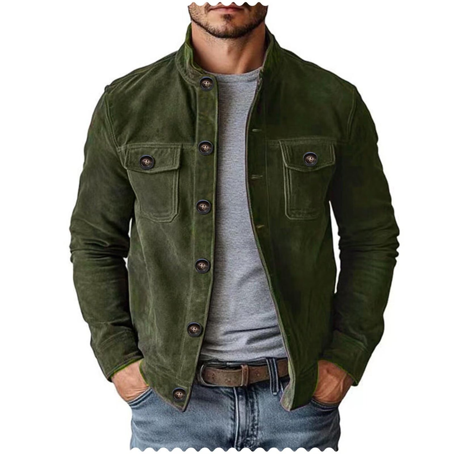 Vatwib Men's Trucker Suede Jacket Lightweight Blazer Casual Sport Coat