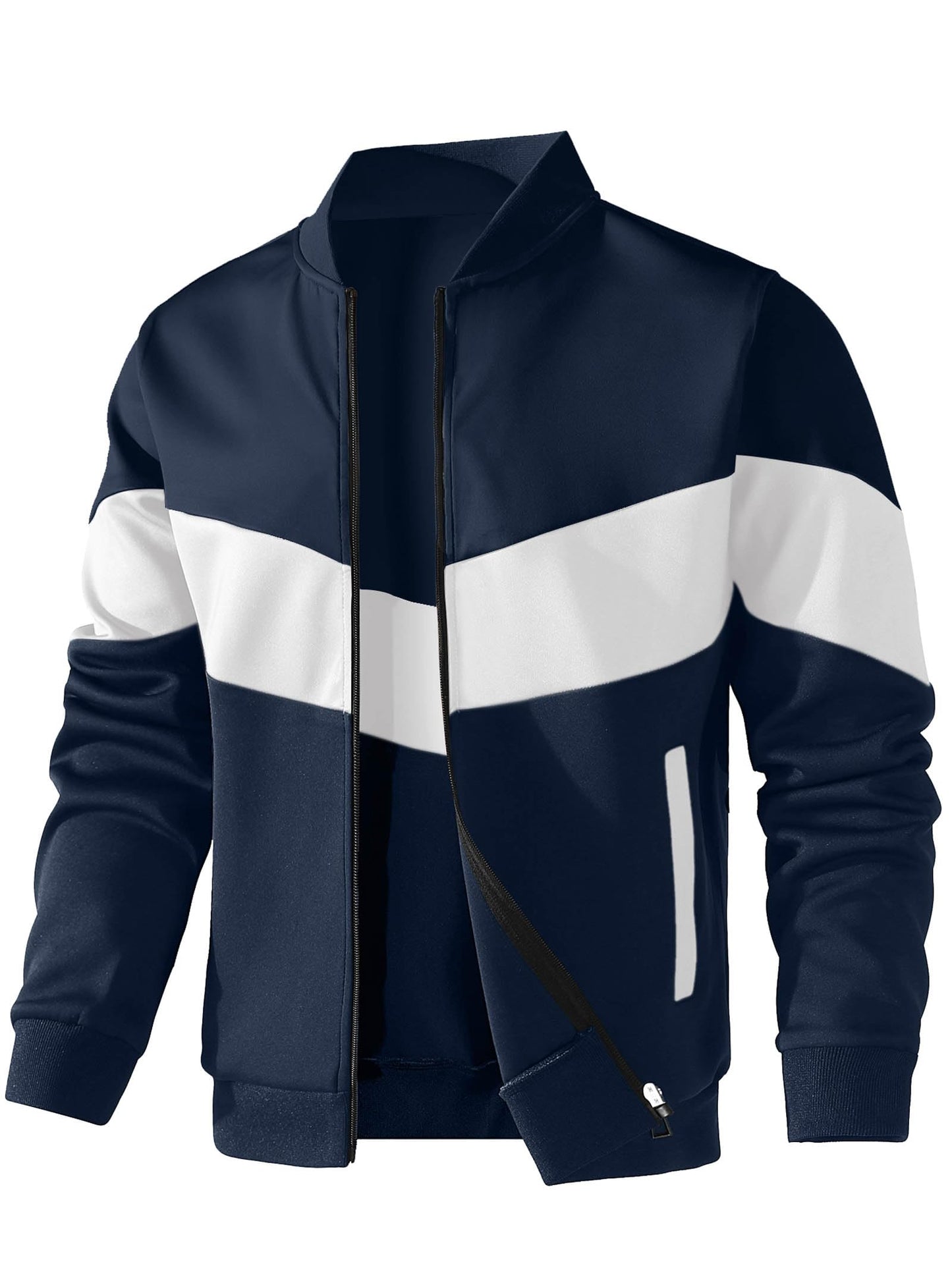 HYPESTFIT Men's Lightweight Jacket Casual Bomber Jacket Color Block Varsity Coat