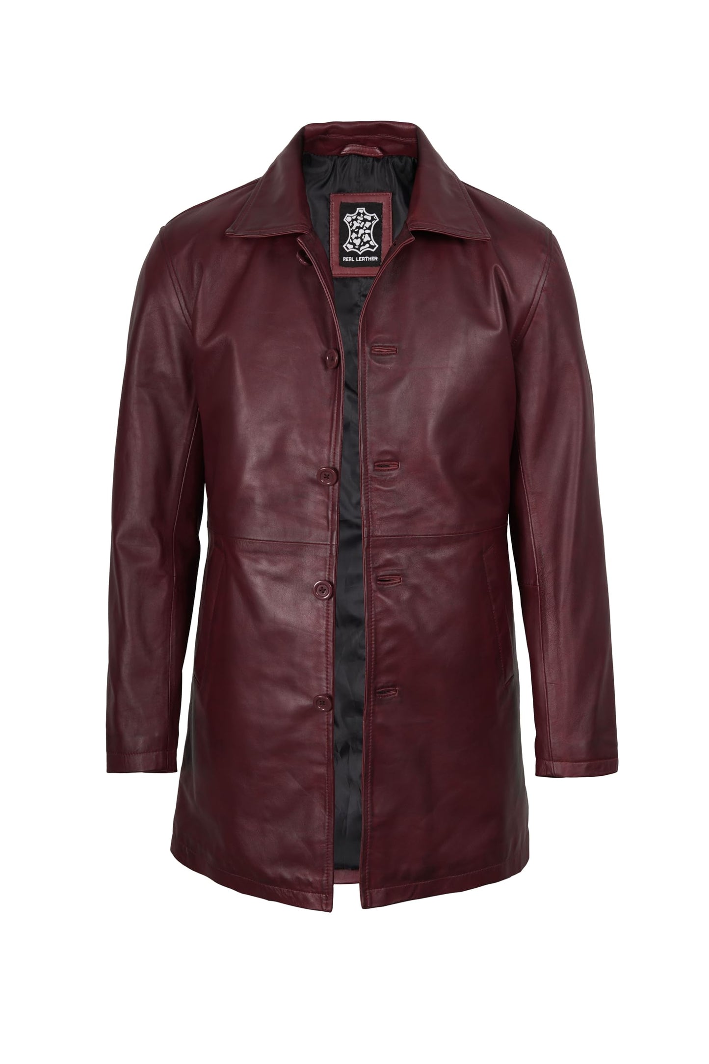 fjackets Genuine Leather Jacket Mens - Real Lambskin Leather Coat Men | [1507112] Suprnatural Maroon Wax, S