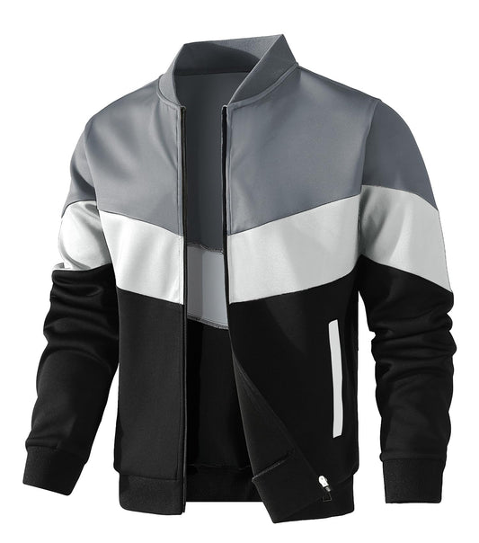 HYPESTFIT Mens Lightweight Jacket Casual Bomber Jacket Color Block Varsity Coat