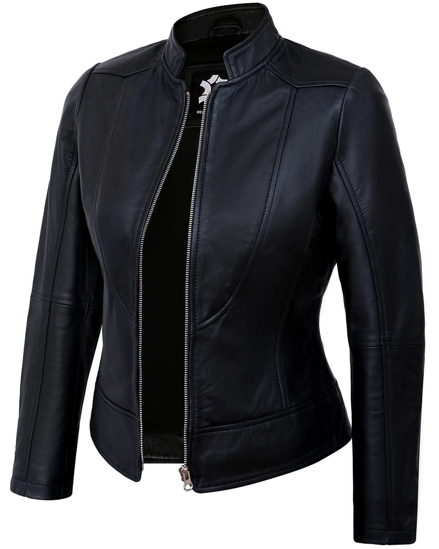 UrbanFocal Black Leather Jacket Womens - Moto Leather Jackets For Women | [101002606] Black Amy, 2XL