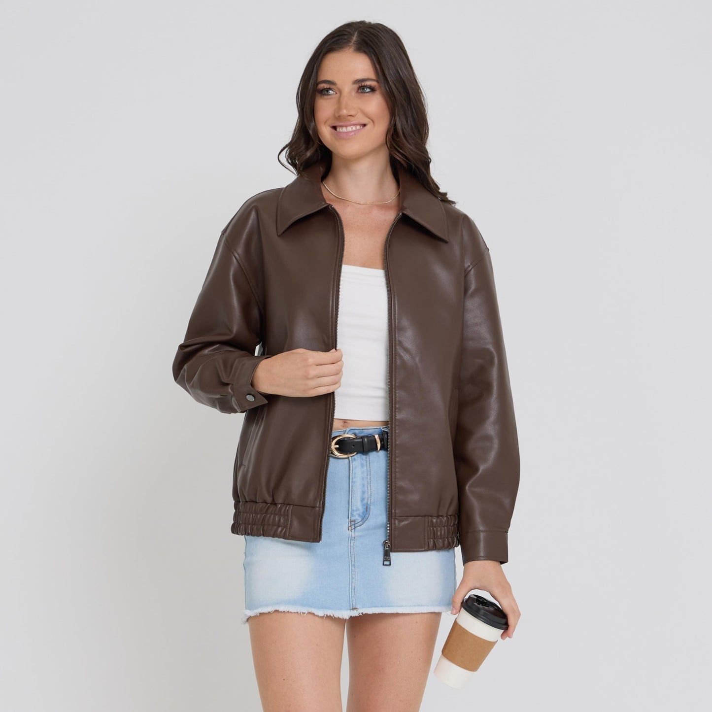 Steve Madden Leather Jacket Women – Faux Leather Oversized Bomber Jacket Women, Plus Size Motorcycle Jackets
