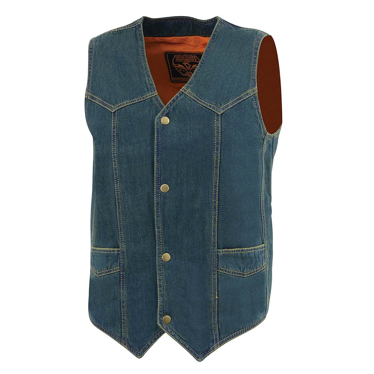 Milwaukee Leather Men's Classic Western V-Neck Premium Denim Motorcycle Biker Vests | MDM - 2X-Large
