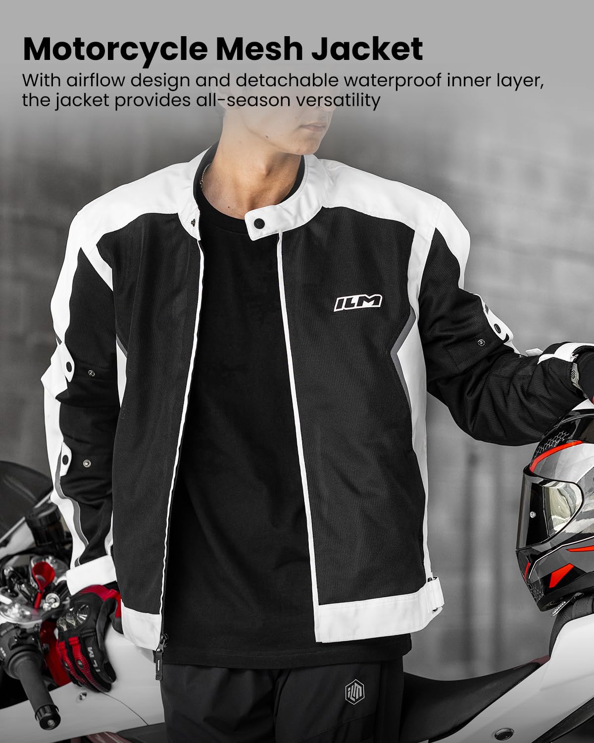 ILM Motorcycle Mesh Jacket with CE Armor for Men Model JM3