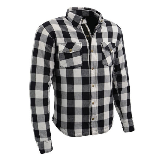 Milwaukee Leather MPM1633 Men's Plaid Flannel Biker Shirt with CE Approved Armor - Reinforced w/Aramid Fiber - X-Large Multi