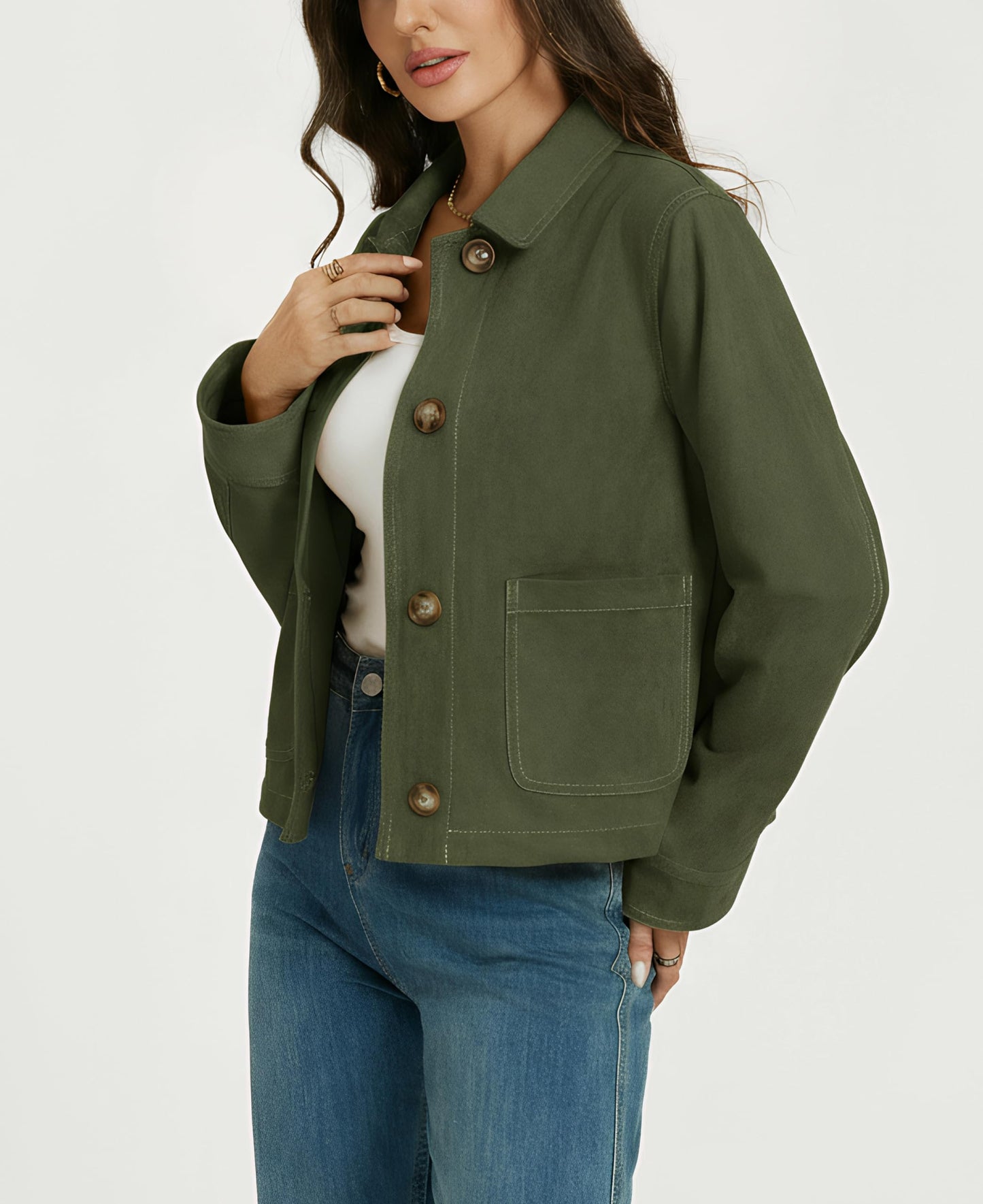 Ladyful Womens Faux Suede Bomber Jacket Cropped Dressy Fall Casual Button Down Leather Coat Outerwear