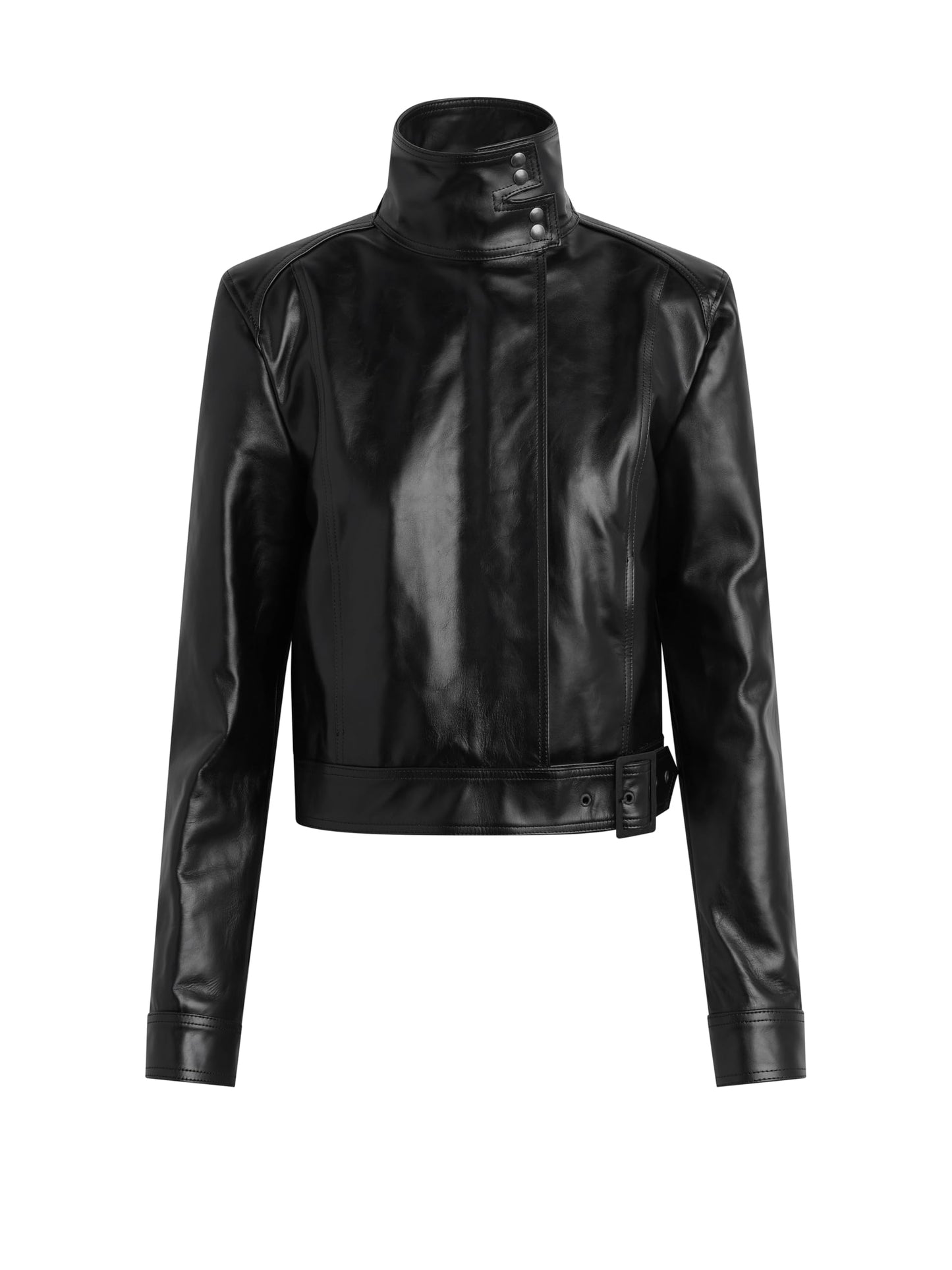 HUDSON Women's Brooks Nader Sarah Jane Leather Jacket, Jet Black, Large