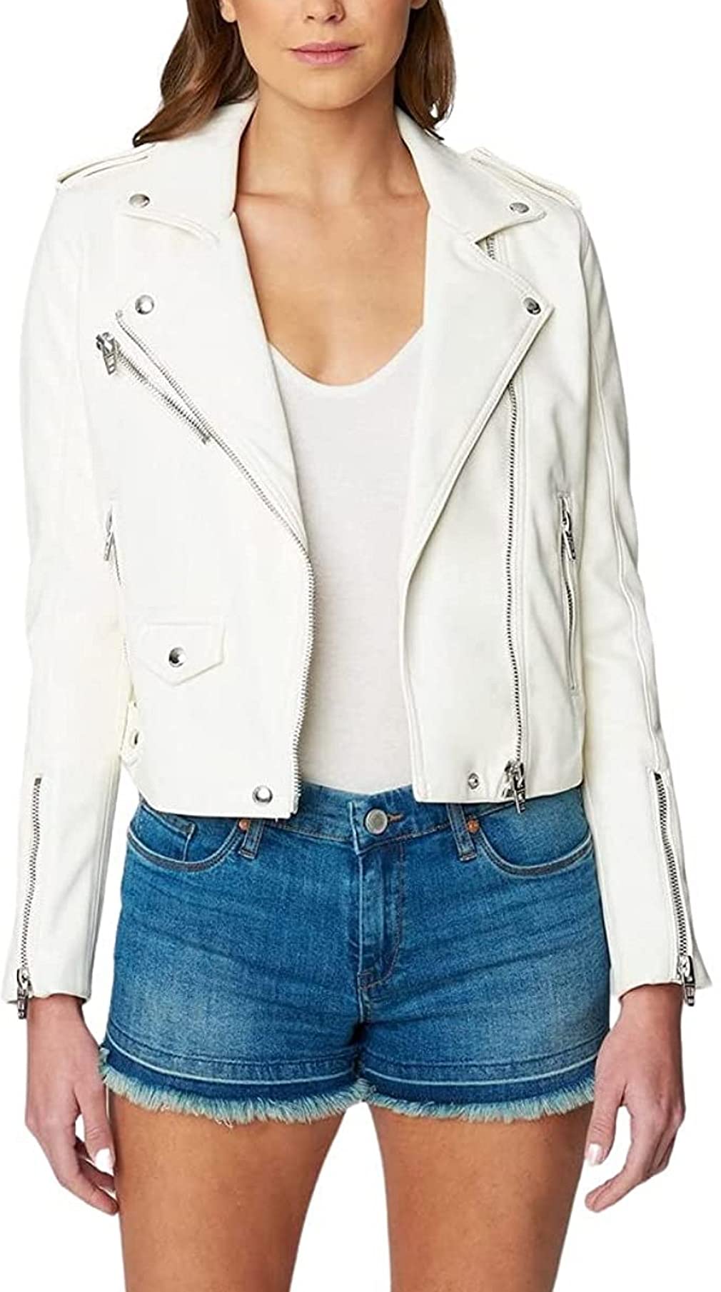 [BLANKNYC] womens Jacket, & Luxury Clothing Vegan Leather Moto Jacket Comfortable Casual Coat, Pure Motivation, Large US