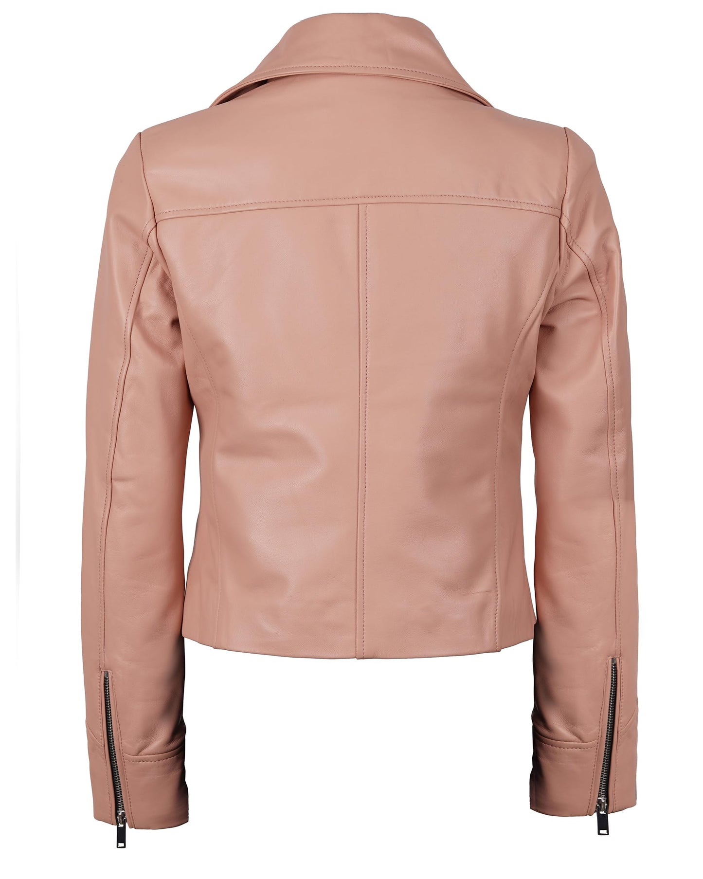 Decrum Women's Leather Jacket - Asymmetrical Style Pink Leather Jacket Women | [1324132] Ninfa Pnk, S