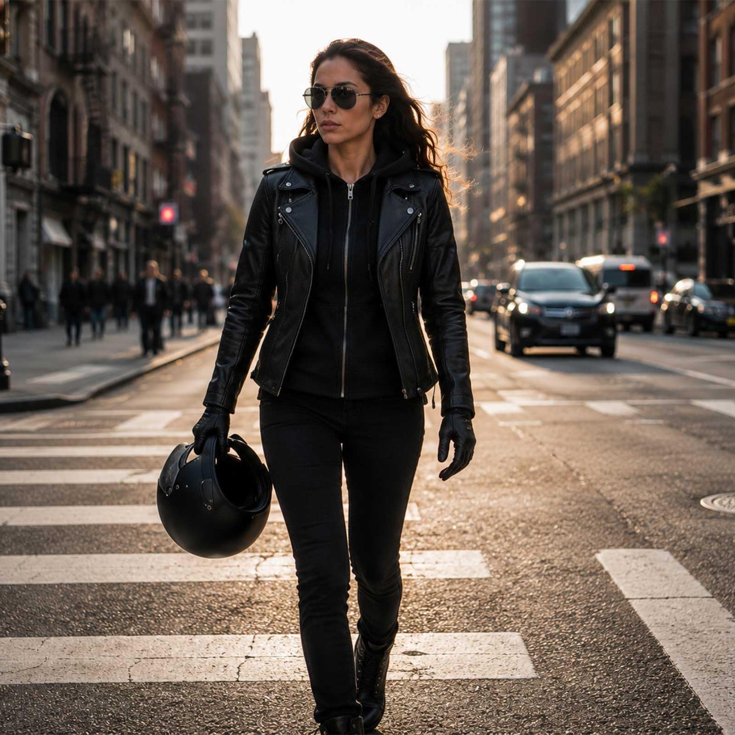Milwaukee Leather Women's Galactica Black Hooded Leather Jacket, MLL2575 - Medium