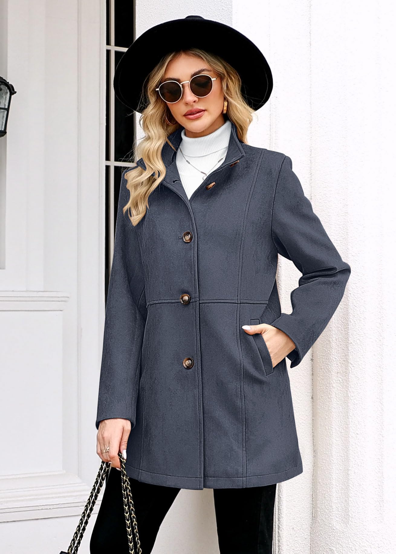 Women's Single Breasted Suede Leather Jacket Coat 2025 Fashion Winter Stand Collar Trench Coats