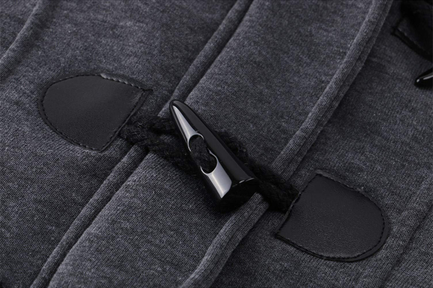 JiangWu Womens Fashion Horn Button Fleece Thicken Coat with Hood Winter Warm Jacket (X-Large, Dark-gray)