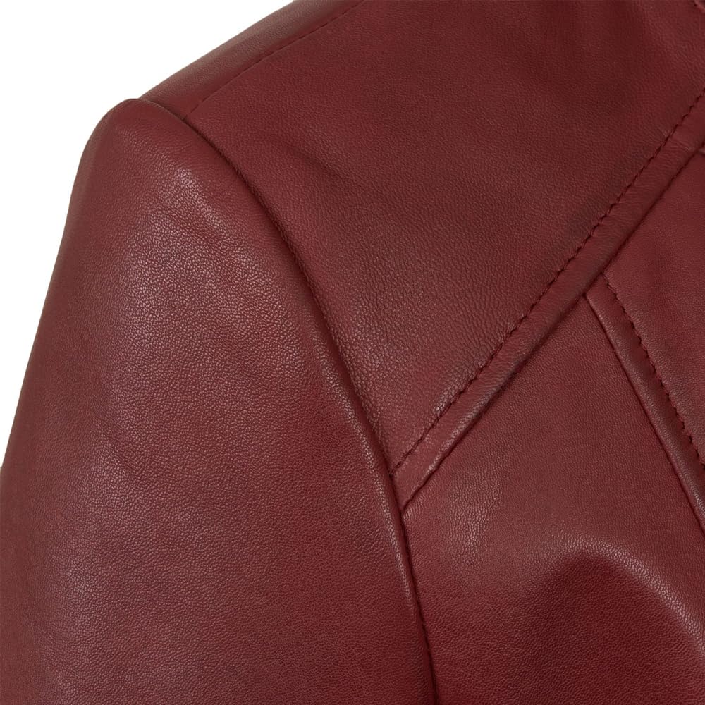 Leather Jacket Women Real Leather Jacket Women - Cafe Racer Slim Fit Womens Motorcycle Jackets (US, Alpha, 3X-Large, Regular, Regular, Burgundy)
