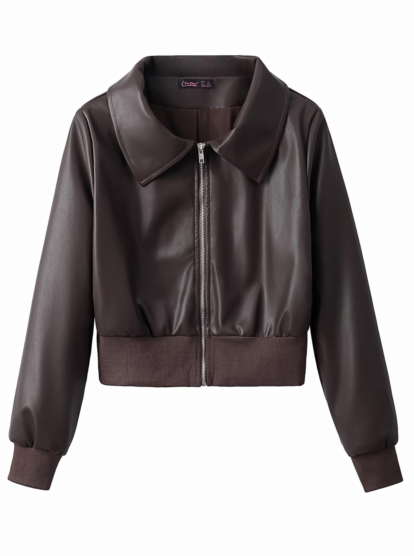Eliacher Cropped Pu Leather Bomber Jacket (US 8-10)