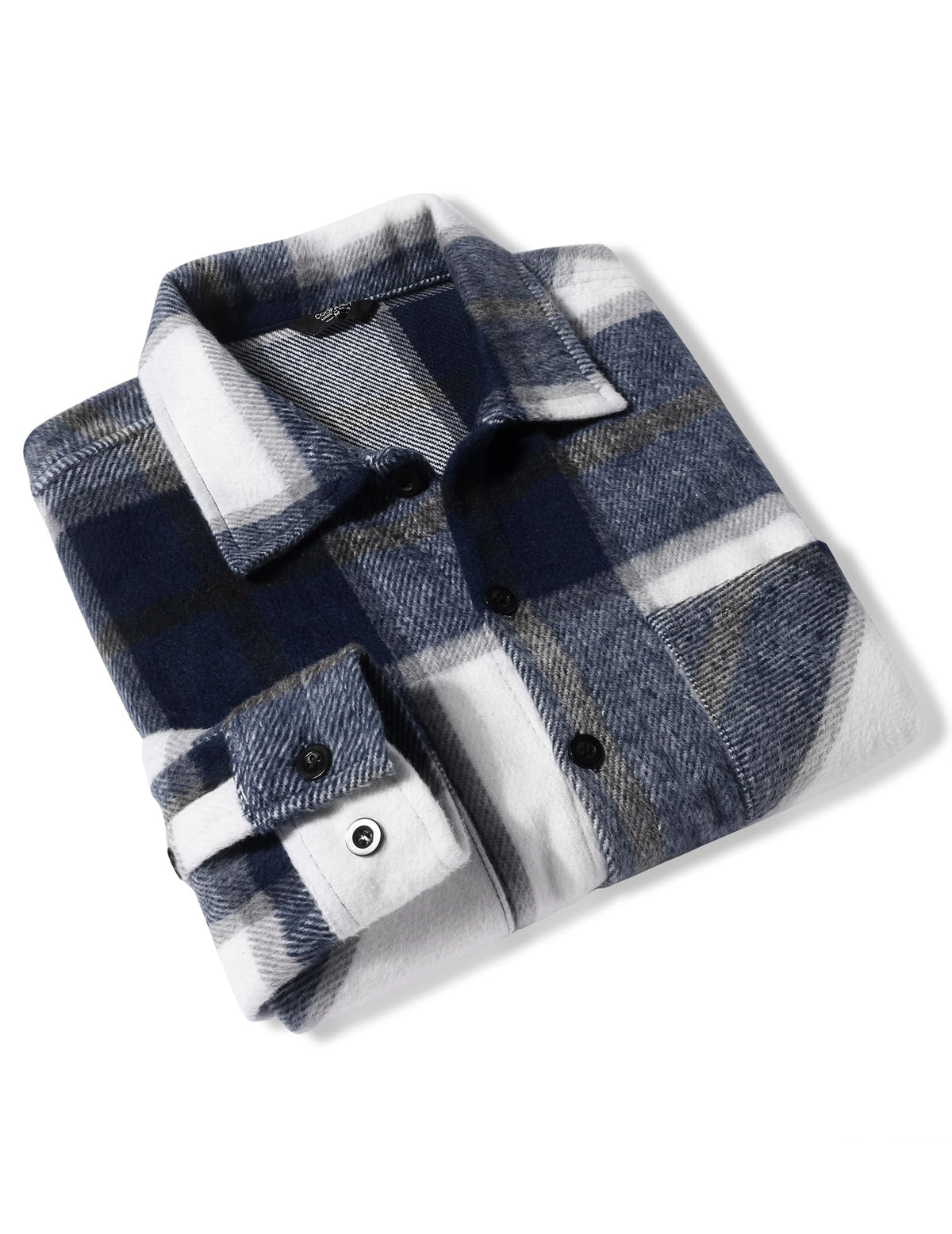 COOFANDY Mens Coat Shirt Long Sleeve Flannel Jacket Classic Plaid Shirt Lightweight Hunting Shirt Navy Blue