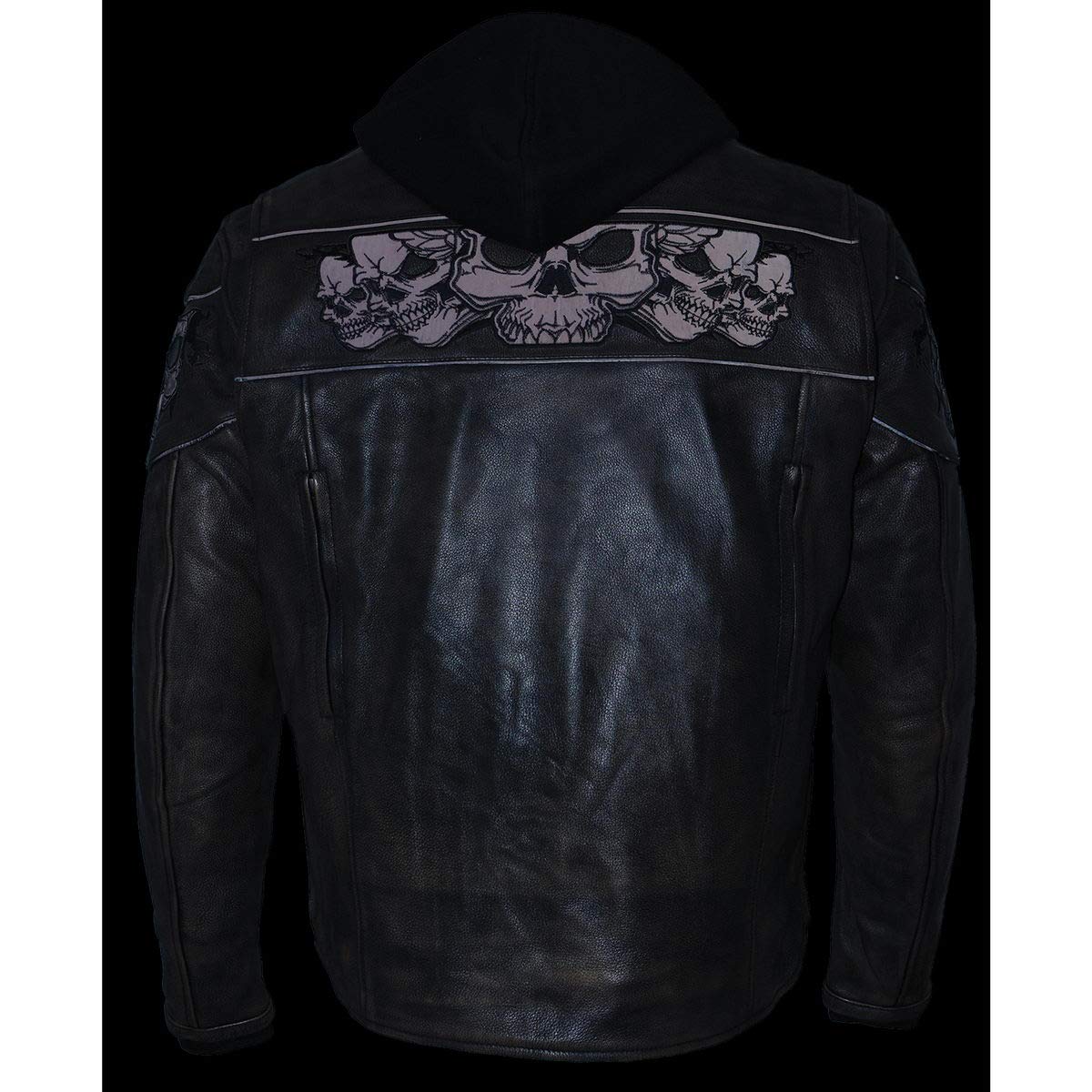 Milwaukee Leather MLM1561 Men's Distressed Brown Leather Jacket with Reflective Skulls - Small