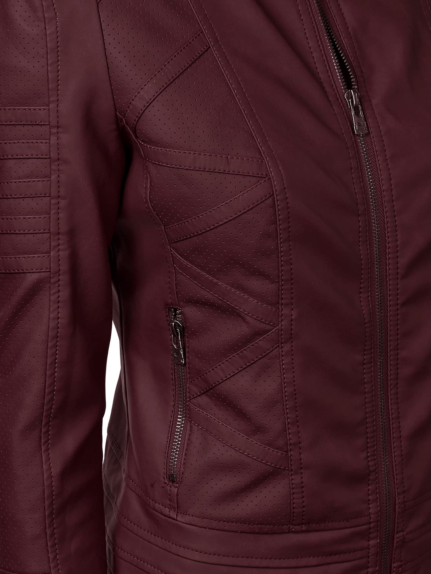 Made By Johnny MBJ WJC746 Womens Vegan Leather Motorcycle Jacket L Wine