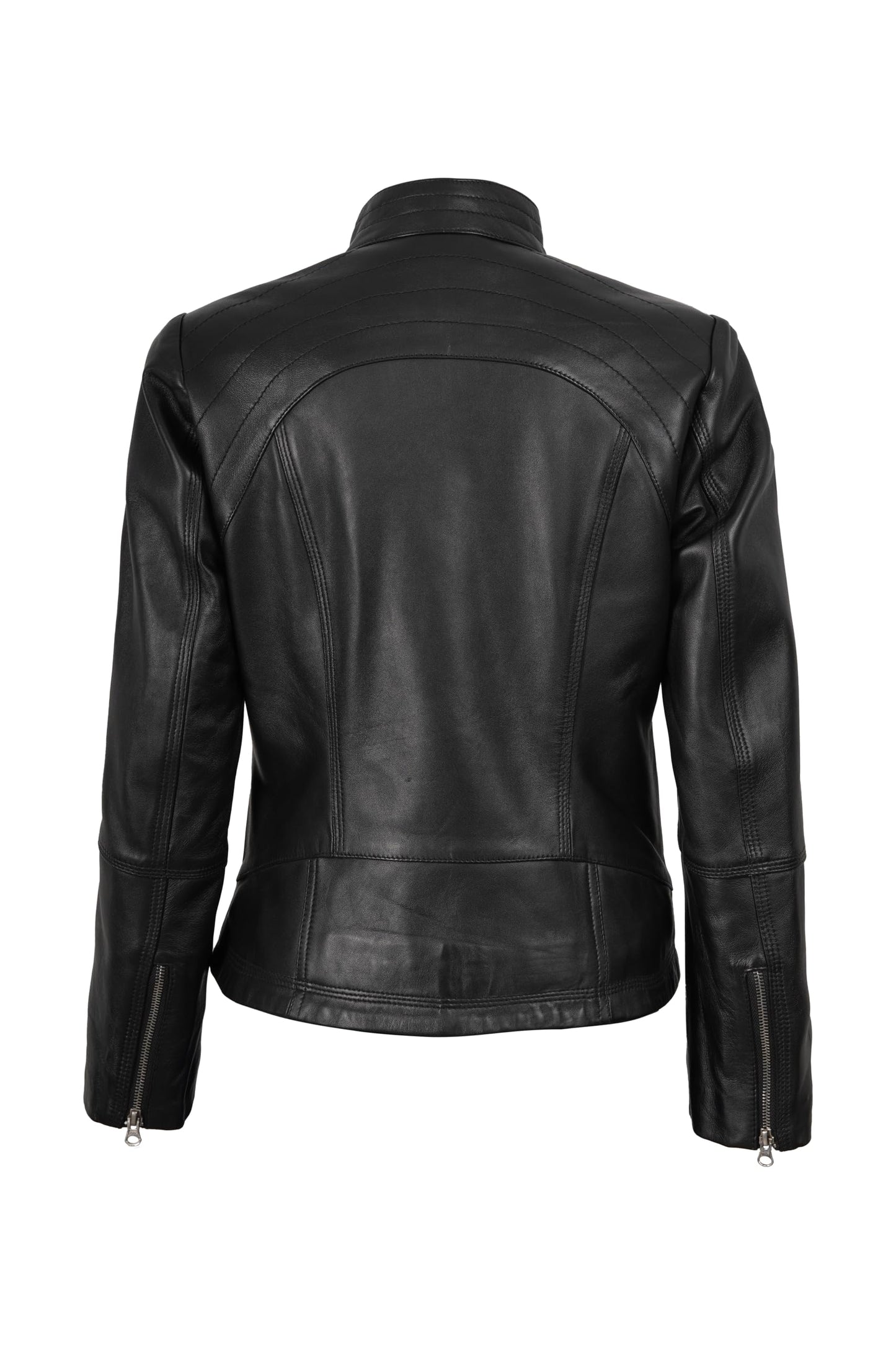 Decrum Disc Black Biker Leather Jacket Women - Leather Black Jacket for women | [1303412] Acerra Black, S