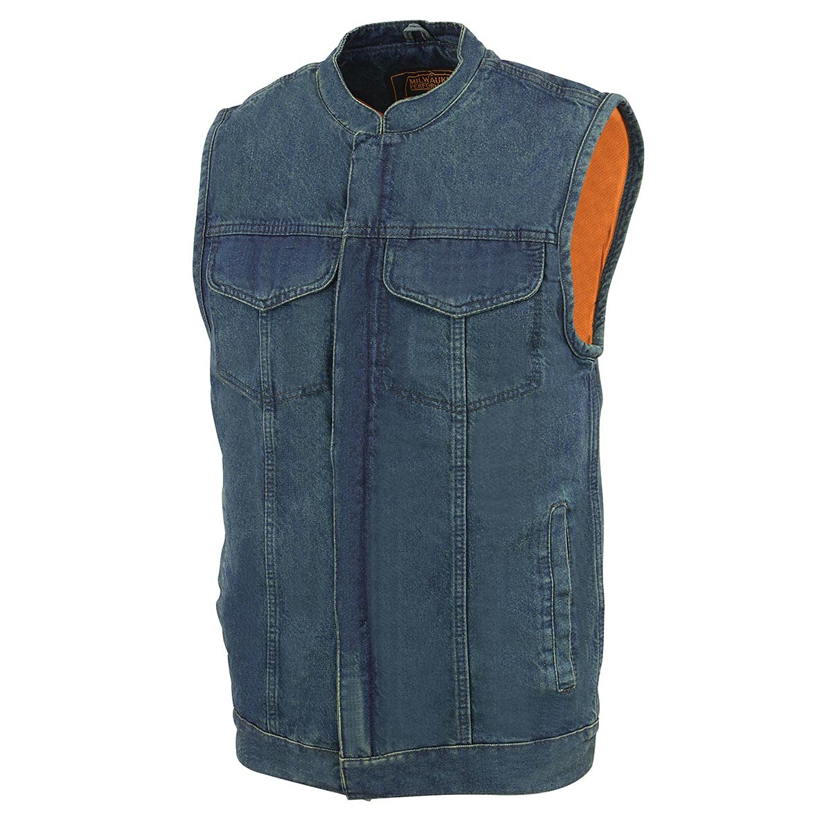 Milwaukee Leather Men's Classic Club Style Premium Denim Motorcycle Biker Vests MDM - 4X-Large