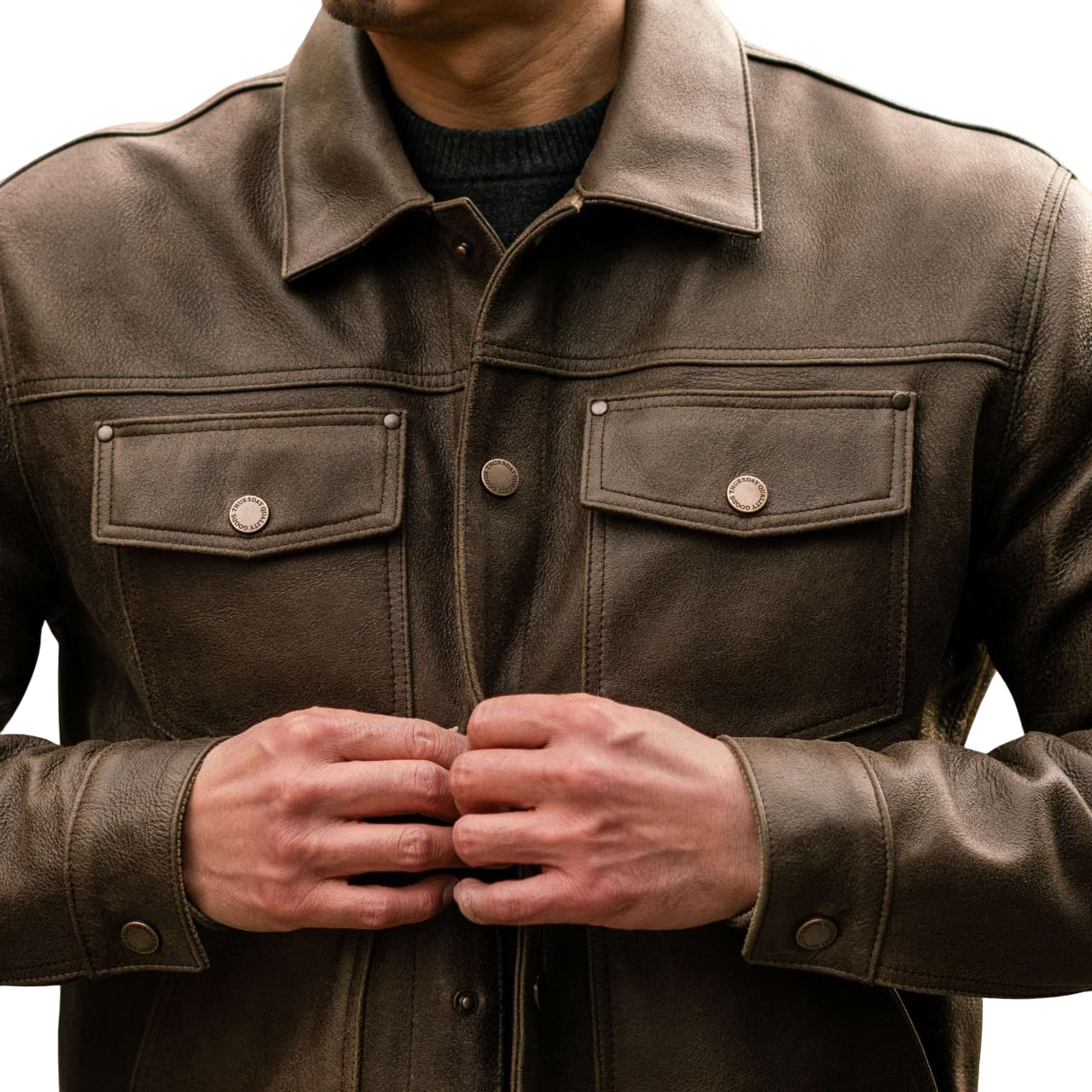 Men's Premium Trucker Leather Jacket| Cowboy Style Real Leather Trucker Jacket