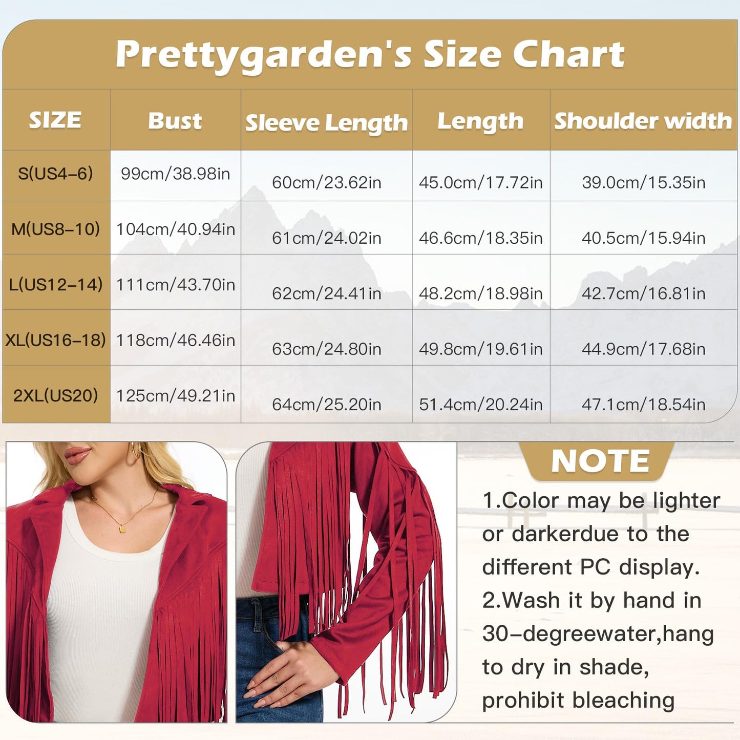 ATAMET 70s Women's Fringe Jackets Faux Suede Leather 60s Party Clothes, Halloween 2025 Fashion Tassel Motorcycle Coats (US, Alpha, 3X-Large, Regular, Regular, Cowgirl Red)