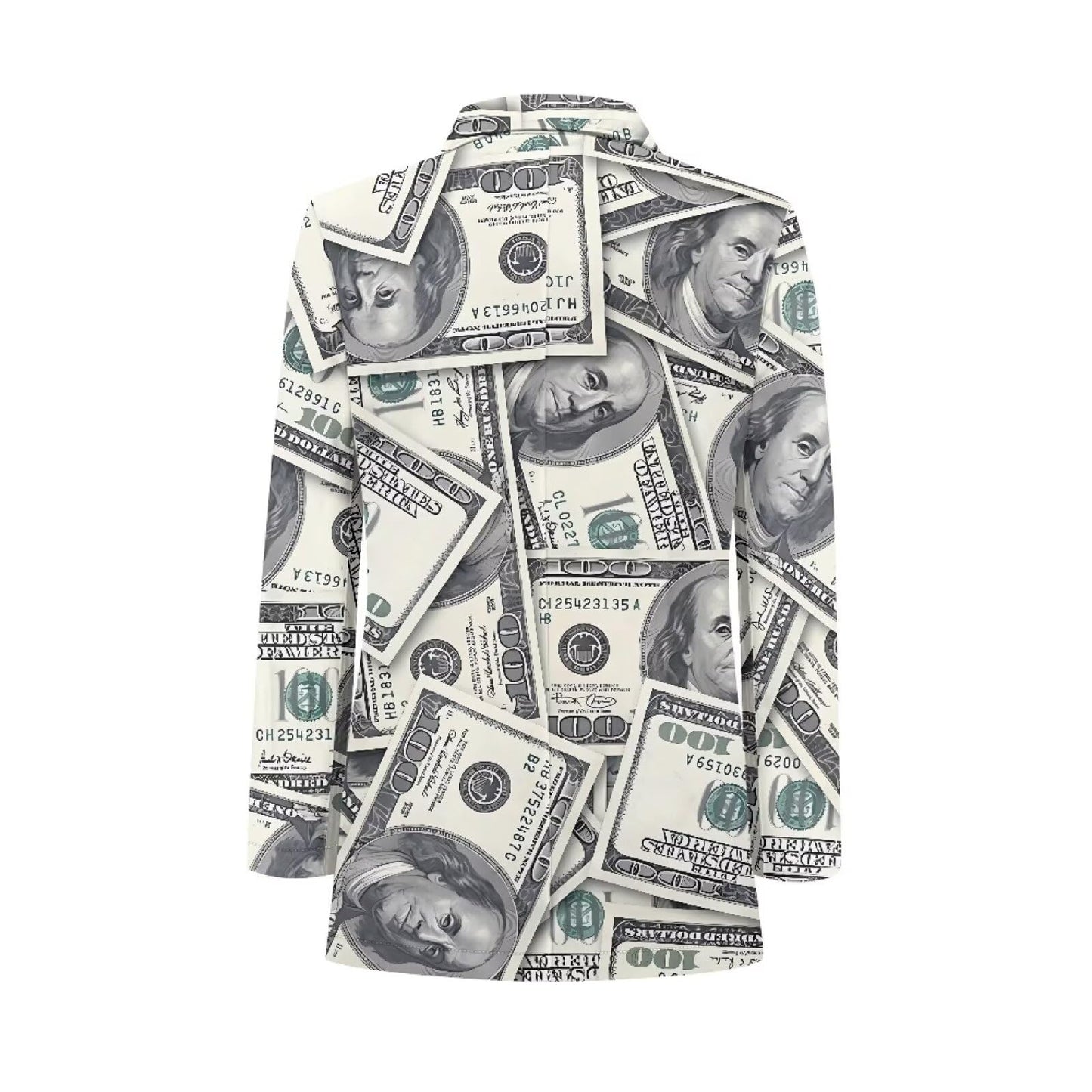 Psaytomey Men's Suit Notched Lapel Slim Fit Stylish Blazer Dress Suit Money Dollar Printed Blazer for Men Business Jackets Suit Jacket Lightweight Casual Blazer