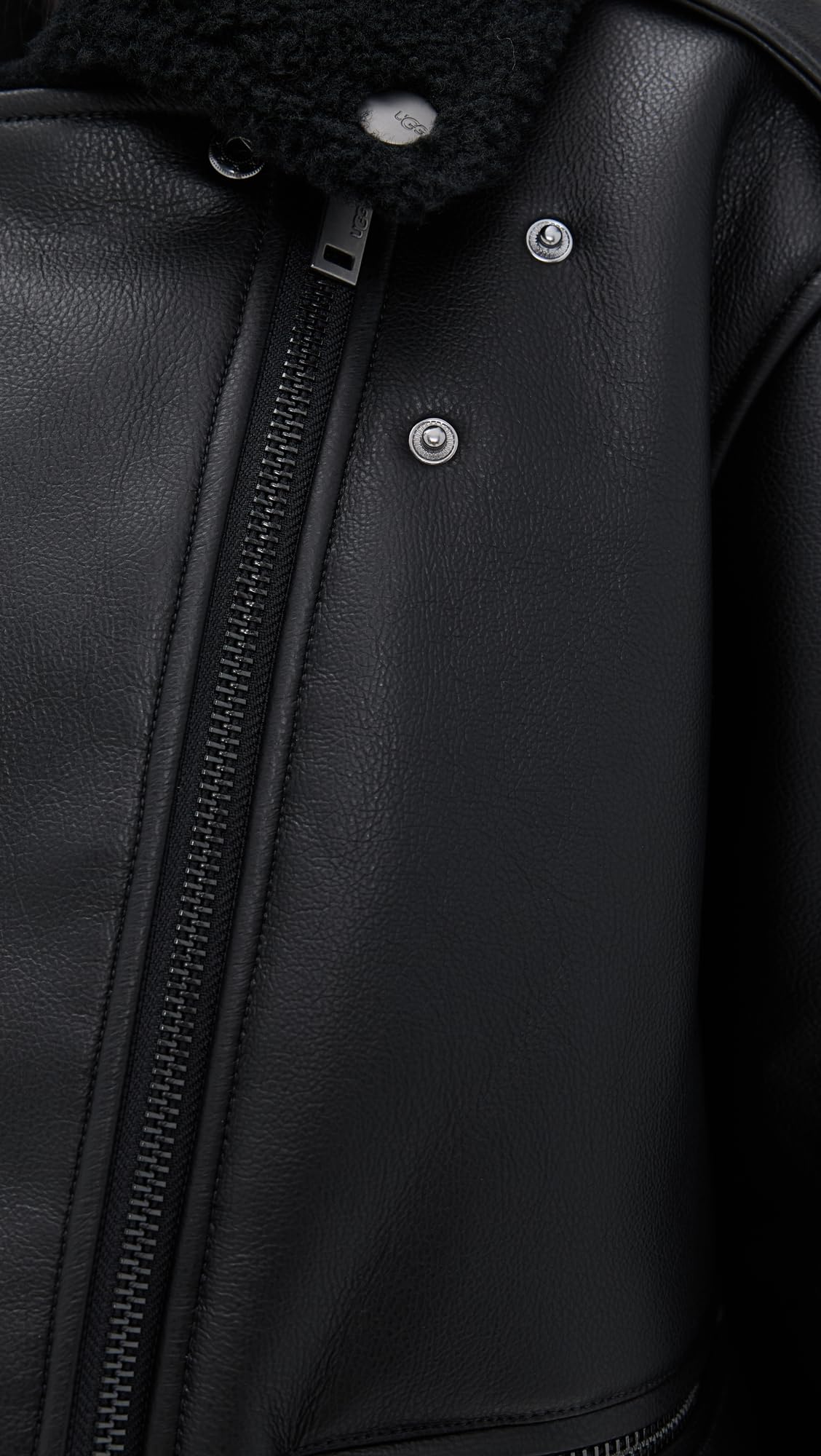 UGG Women's Finnian Luxefluff Moto Jacket Coat, Black, XL