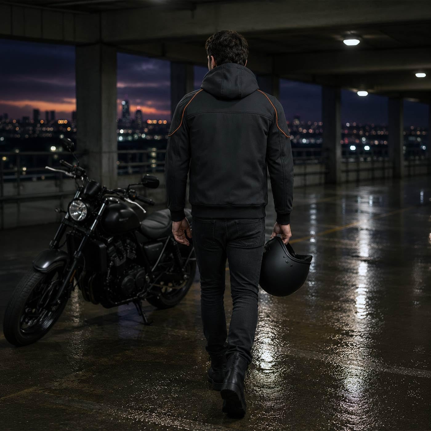 Milwaukee Leather MPM1764 Men's Black Soft Shell CE Armored Motorcycle Racing Style Hoodie Jacket w/Detachable Hood - Large