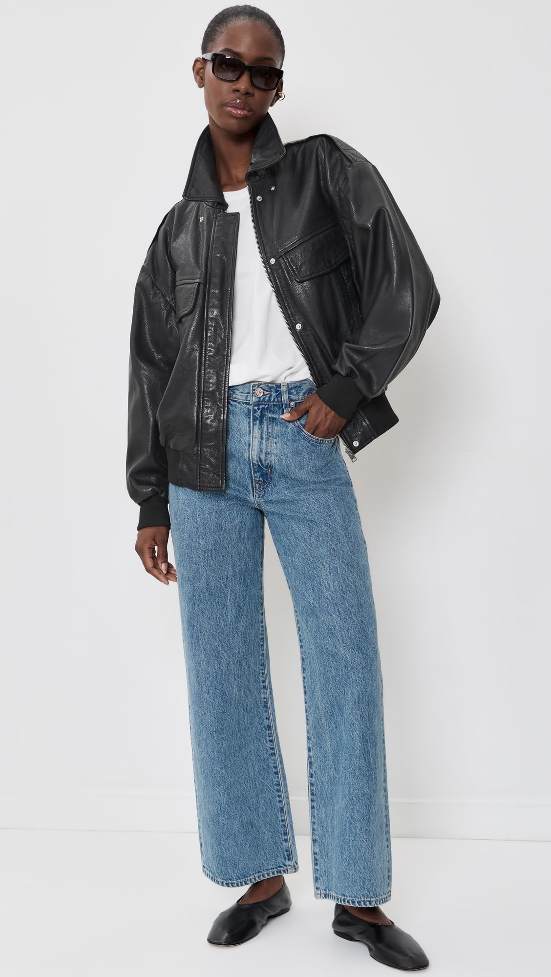 LAMARQUE Women's Trevanna Leather Bomber Jacket, Black, S