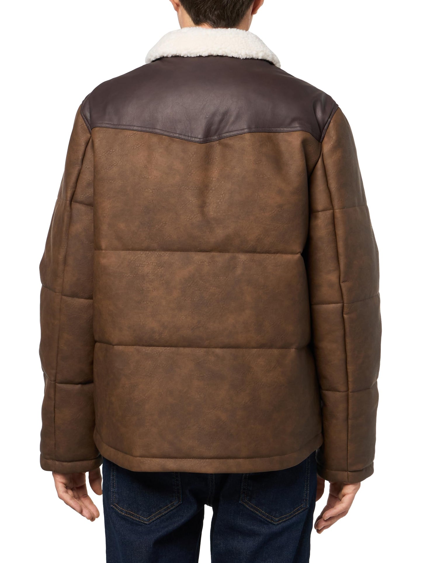 Levi's Men's Out West Mixed Media Jacket, Saddle Faux Leather, X-Large