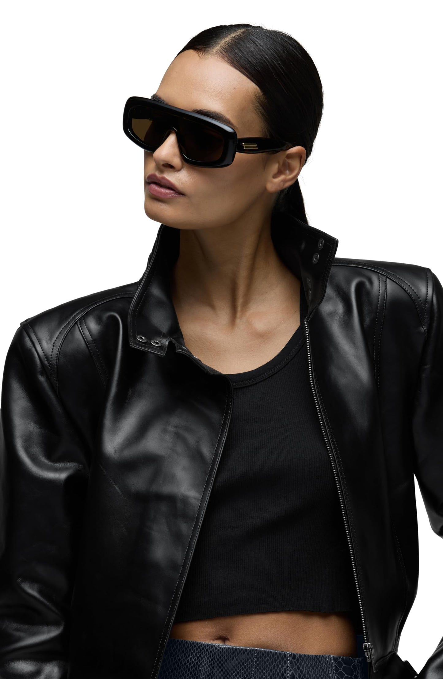 HUDSON Women's Brooks Nader Sarah Jane Leather Jacket, Jet Black, Large