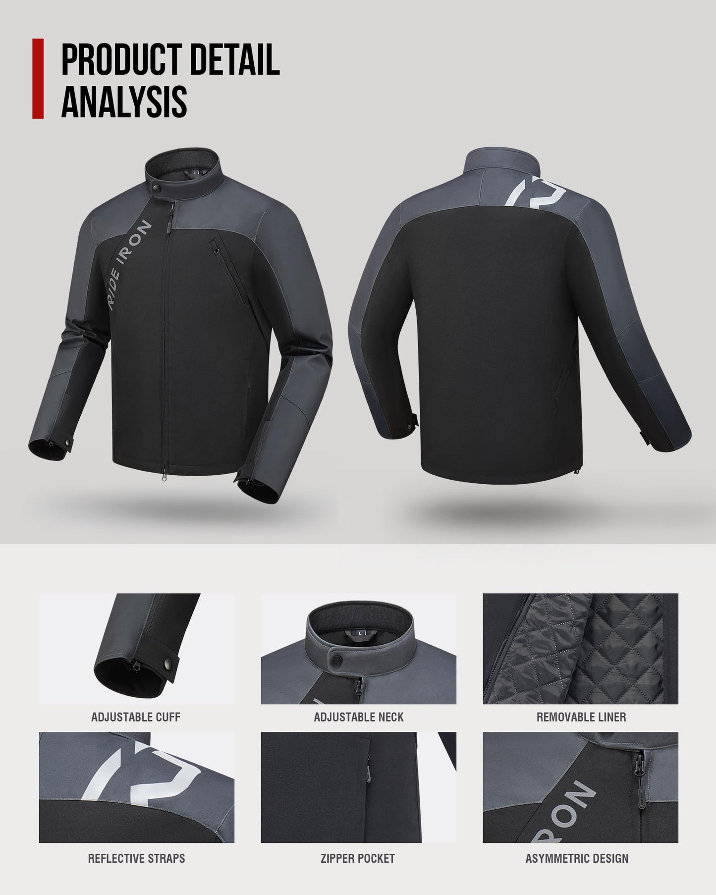 RIDEIRON Motorcycle Jacket for Men CE2 level Armors All Season