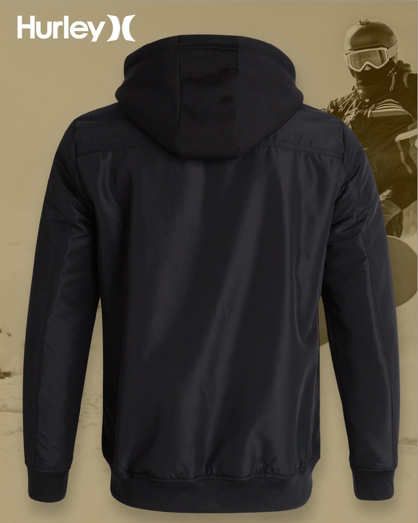 Hurley Mens Bomber Jacket - Soft Cozy Sherpa Lined Weather Resistant Casual Hooded Fleece Jacket for Men (Sizes: S-XL), Size Medium, Black