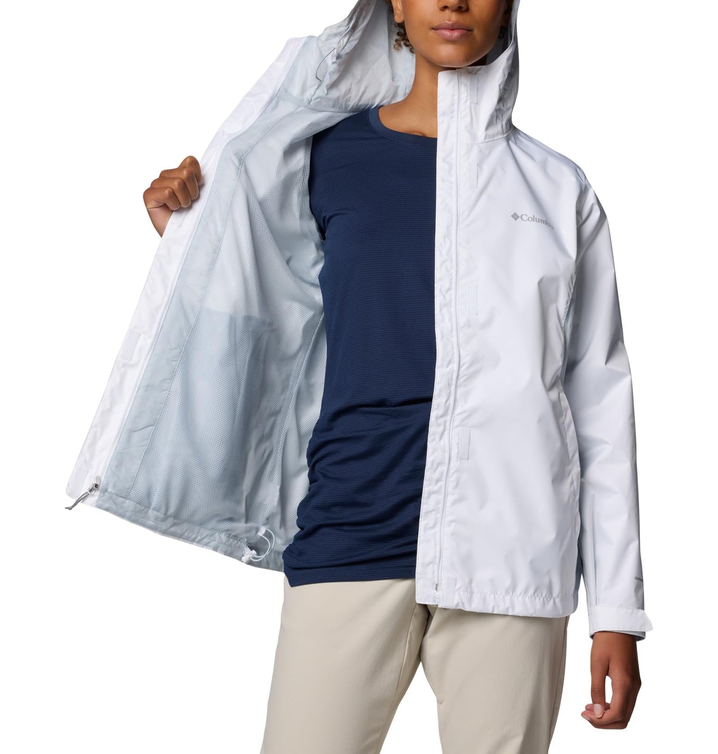 Columbia Womens Arcadia II Waterproof Rain Jacket, White/Cirrus Grey, Medium