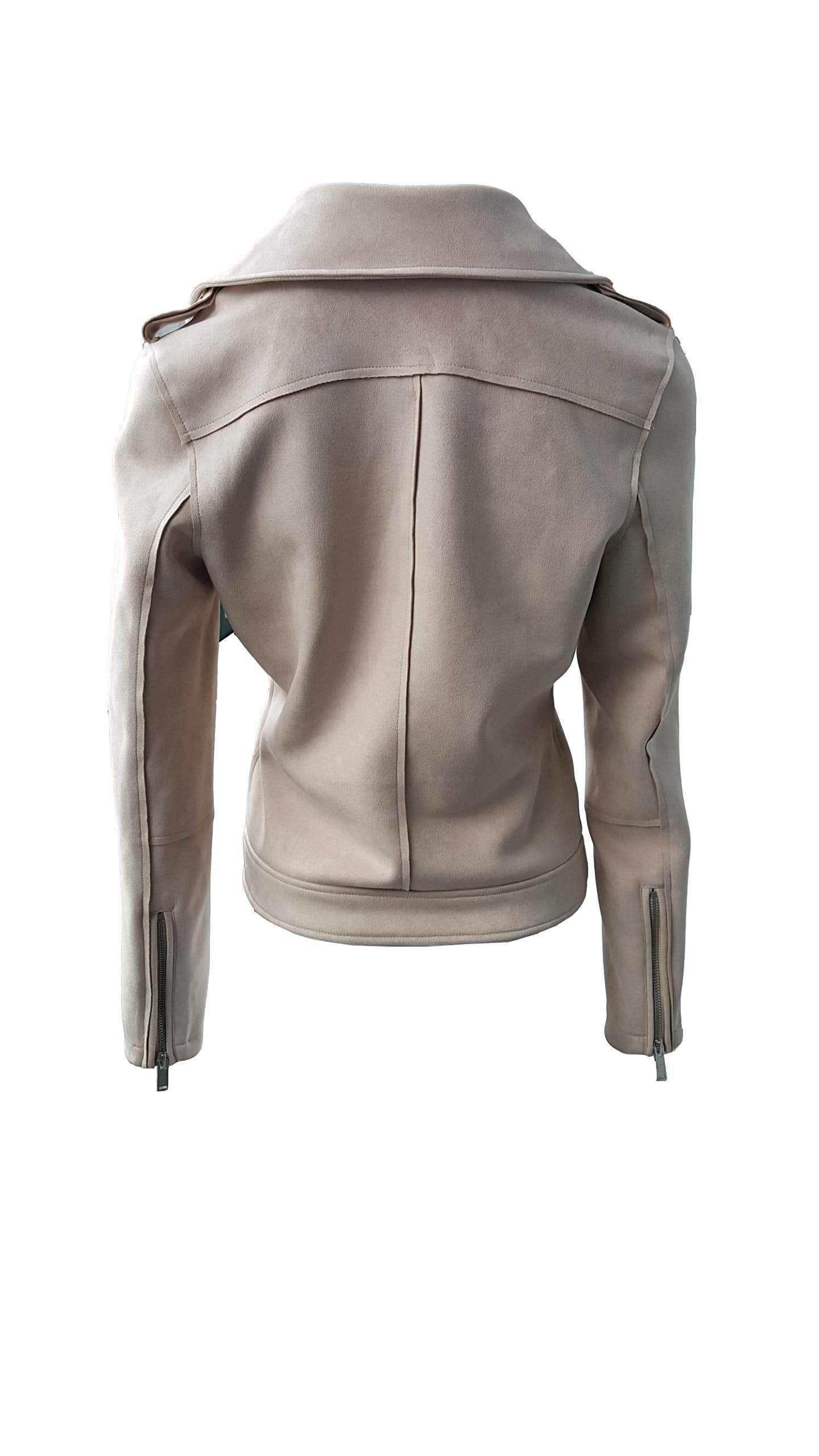 ODCOCD Faux Suede Jacket for Women Long Sleeve Zipper Up Casual Outwear (CA/US, Alpha, Medium, Regular, Regular, Stone)