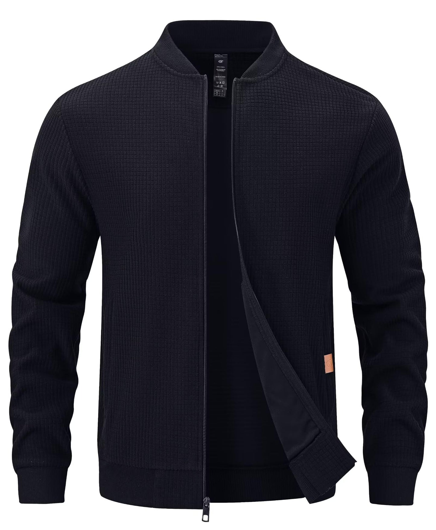 Yundobop Men's Lightweight Jacket Casual Full Zip Up bomber Jacket, Black, M