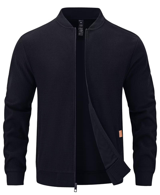 Yundobop Men's Lightweight Jacket Casual Full Zip Up bomber Jacket, Black, M