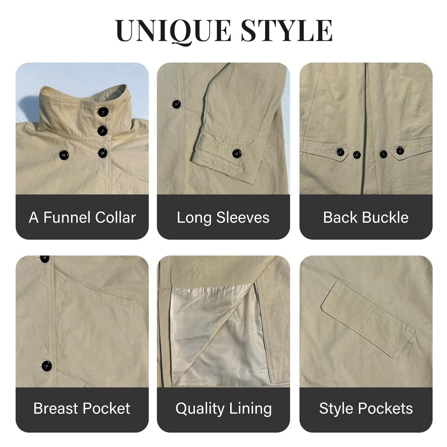 Ainangua Washed Canvas Bomber Jacket Women Oversized Funnel Neck Button Down Jackets Spring Stretch Casual Coat Outdoor(Apricot,S)