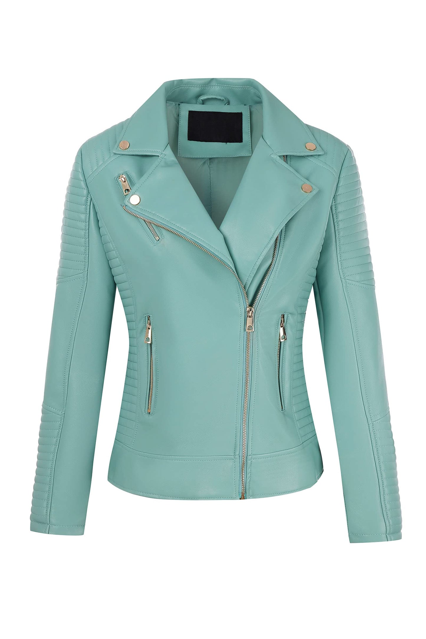 Bellivera Women's Faux Leather Casual Jacket 2026 Spring Trendy Motorcycle Outfits Lightweight Classic Coat 53 Blue L
