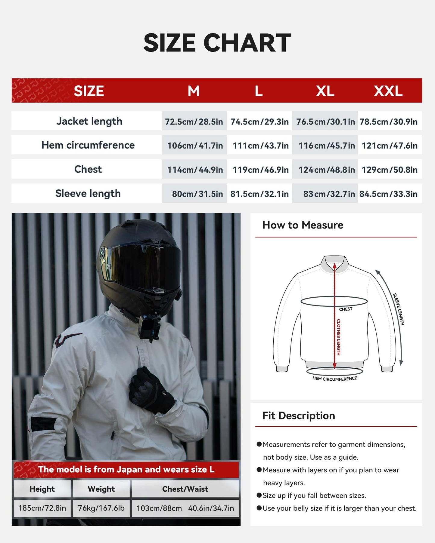 RIDEIRON Motorcycle Riding Jacket Waterproof for Men All Season