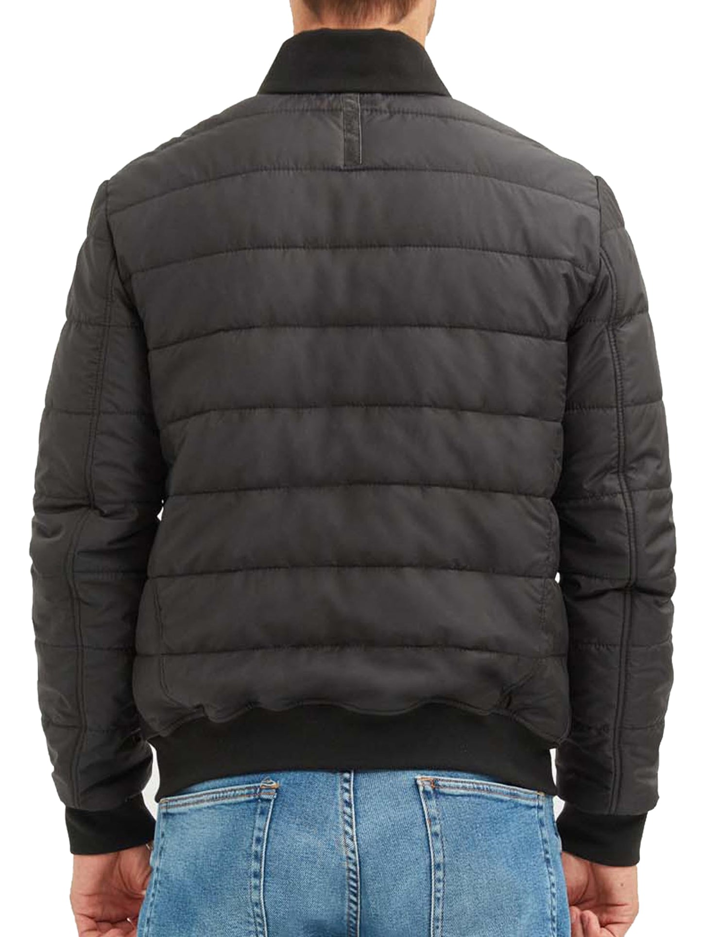Bigardini Men's Italian Lambskin Leather Puffer Jacket - Black (L)