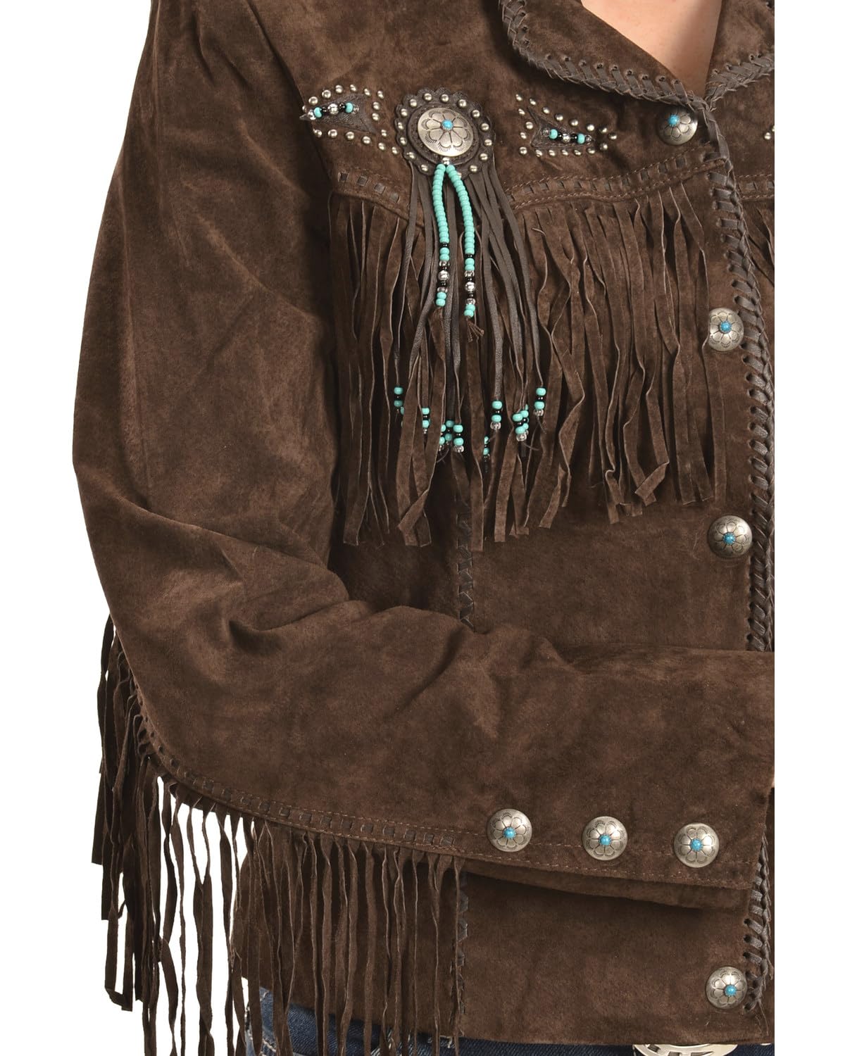 Suede Leather Jacket with Fringe & Conchos in Western Style by Scully
