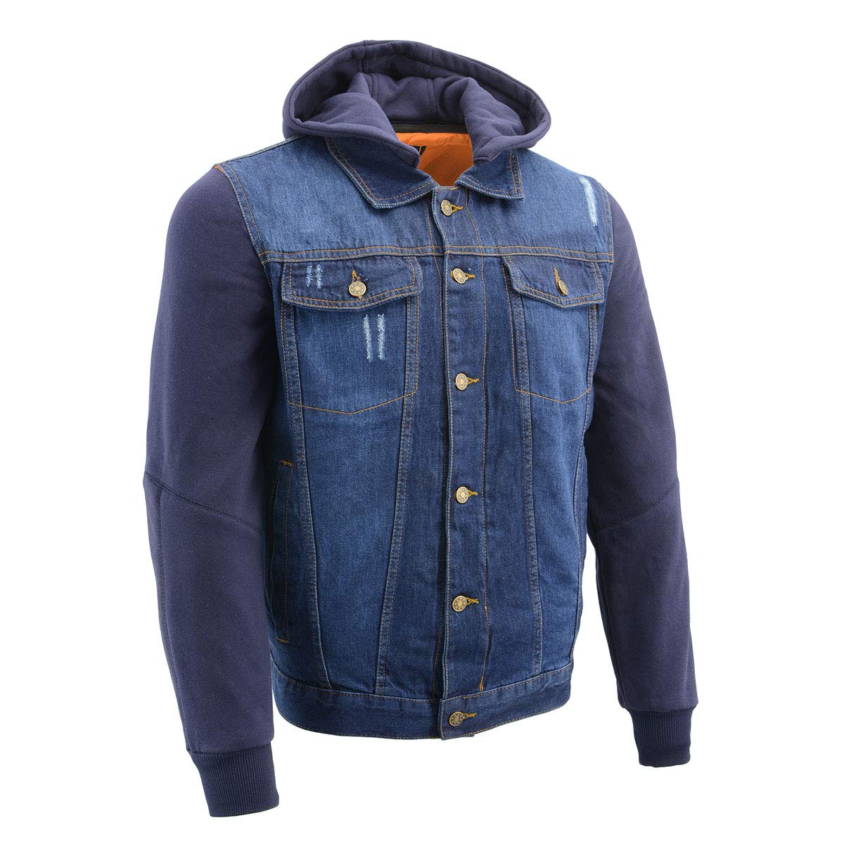 Milwaukee Leather Men's Classic Motorcycle Denim Jacket For All Weather and Riding - Large